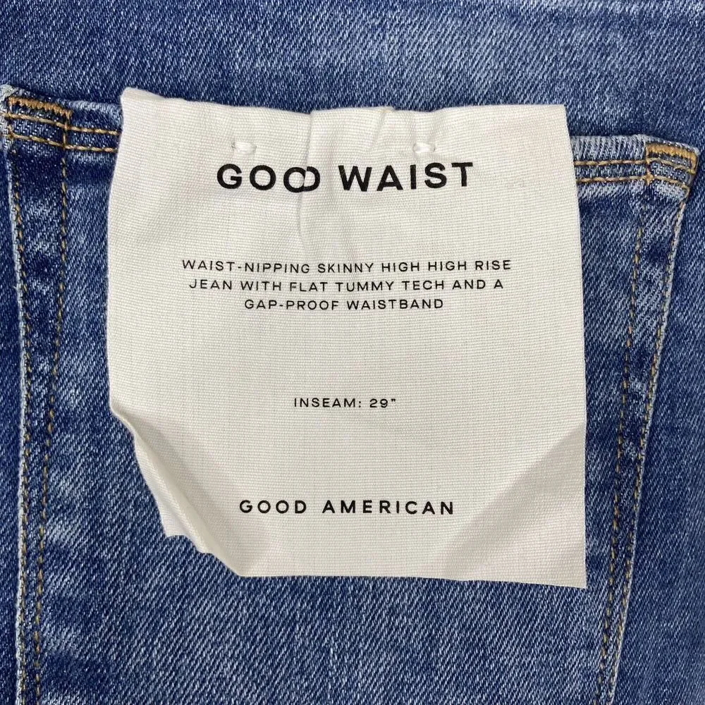 Good American Women Blue Good Waist High-Rise Cropped Skinny Jeans Size 15 NWT - Picture 8 of 10